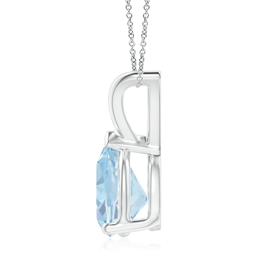 9x7mm A V-Bale Pear-Shaped Aquamarine Solitaire Pendant in 18K White Gold side 199