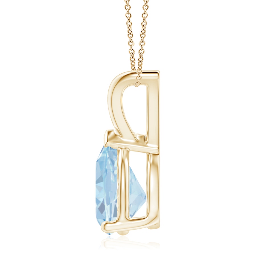 9x7mm A V-Bale Pear-Shaped Aquamarine Solitaire Pendant in 18K Yellow Gold side 199