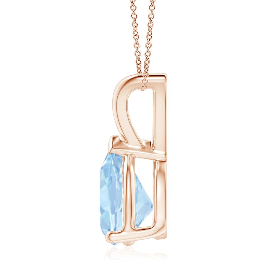9x7mm AA V-Bale Pear-Shaped Aquamarine Solitaire Pendant in 18K Rose Gold side 199