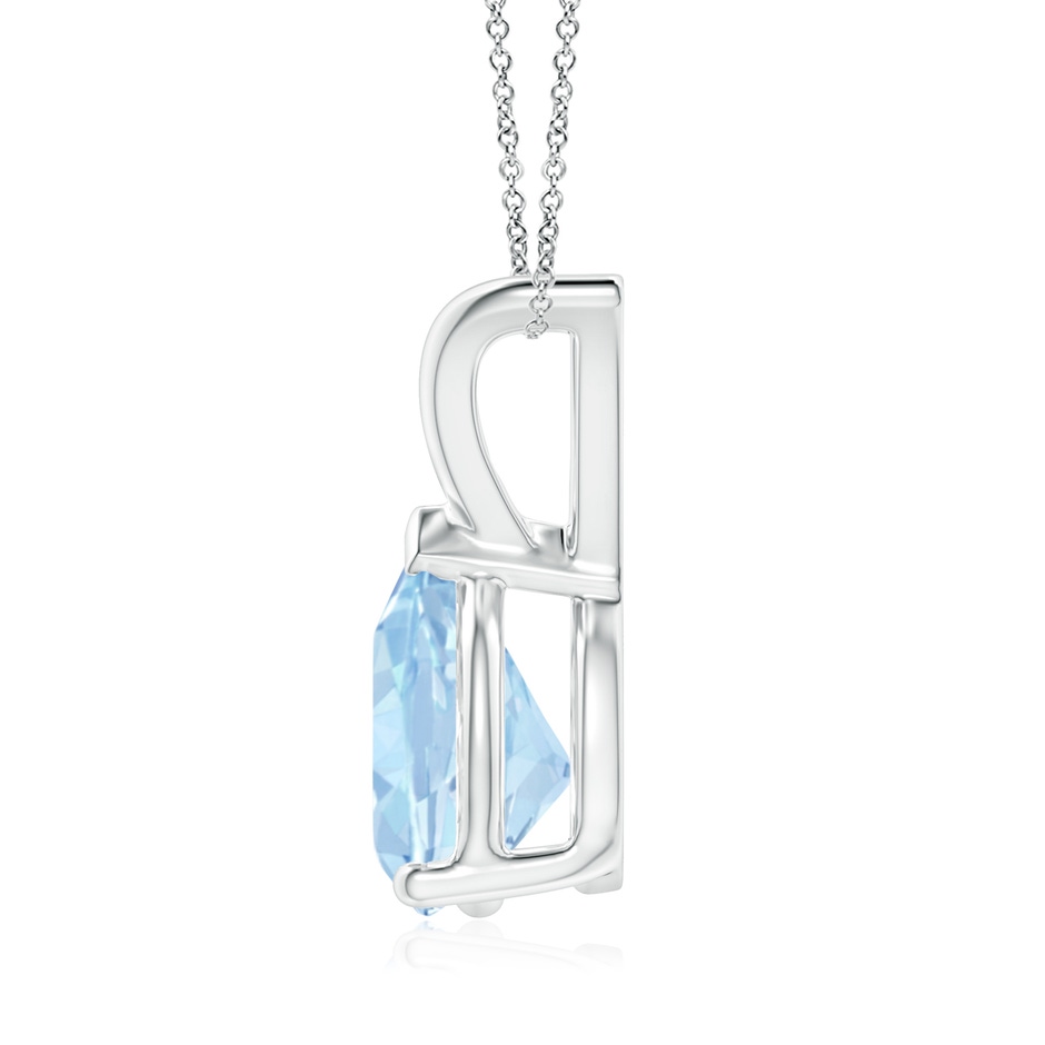 9x7mm AA V-Bale Pear-Shaped Aquamarine Solitaire Pendant in 18K White Gold side 199