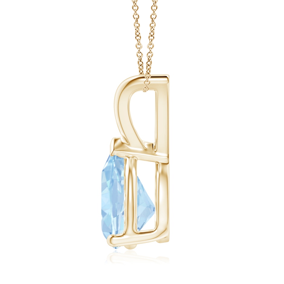 9x7mm AA V-Bale Pear-Shaped Aquamarine Solitaire Pendant in Yellow Gold side 199