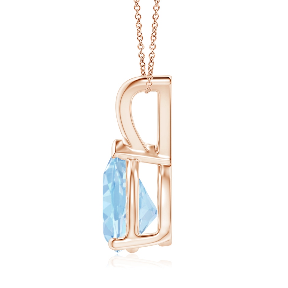 9x7mm AAA V-Bale Pear-Shaped Aquamarine Solitaire Pendant in 18K Rose Gold side 199