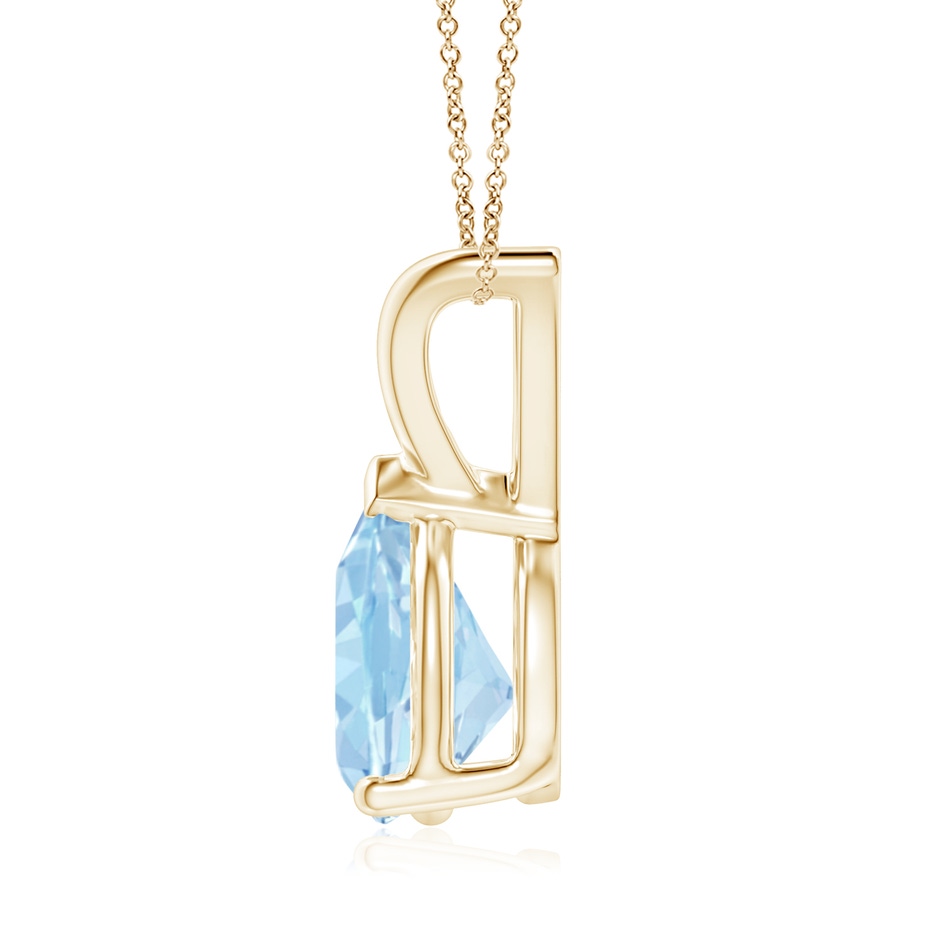 9x7mm AAA V-Bale Pear-Shaped Aquamarine Solitaire Pendant in 18K Yellow Gold side 199