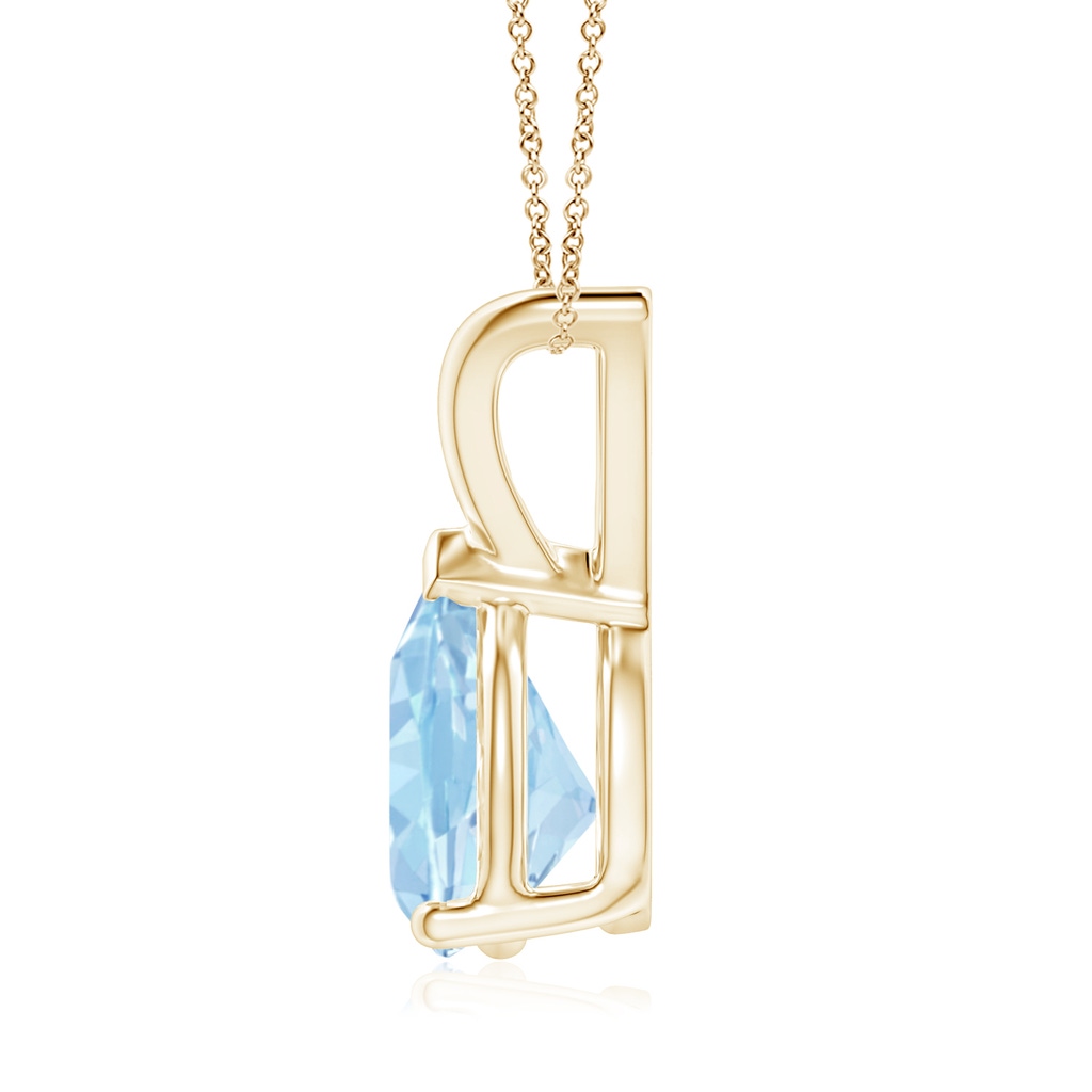 9x7mm AAA V-Bale Pear-Shaped Aquamarine Solitaire Pendant in Yellow Gold - side 199