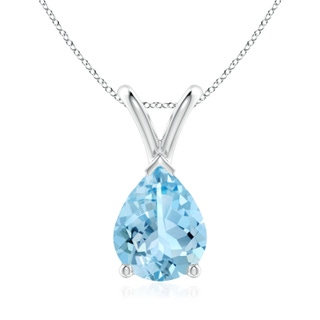 9x7mm AAAA V-Bale Pear-Shaped Aquamarine Solitaire Pendant in P950 Platinum