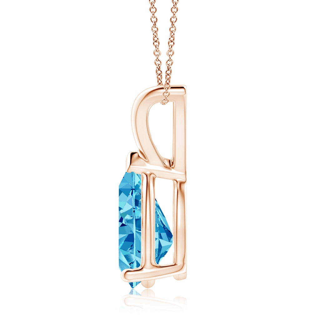 10x6.5mm AAAA V-Bale Pear-Shaped Fancy Intense Blue Diamond Solitaire Pendant in Rose Gold - side 199