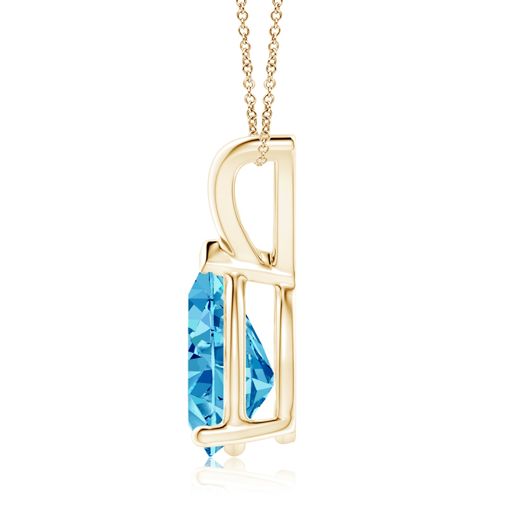 10x6.5mm AAAA V-Bale Pear-Shaped Fancy Intense Blue Diamond Solitaire Pendant in Yellow Gold - side 199