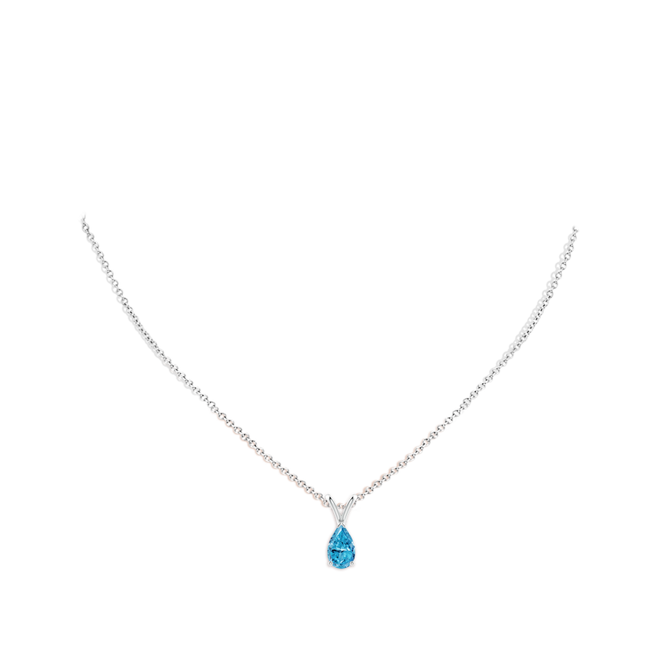 9x5.5mm AAAA V-Bale Pear-Shaped Fancy Intense Blue Diamond Solitaire Pendant in P950 Platinum pen