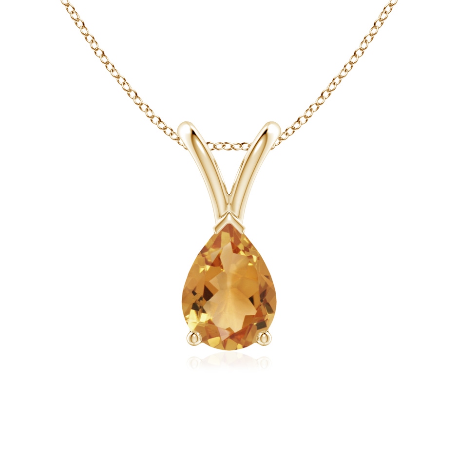 7x5mm A V-Bale Pear-Shaped Citrine Solitaire Pendant in 10K Yellow Gold 