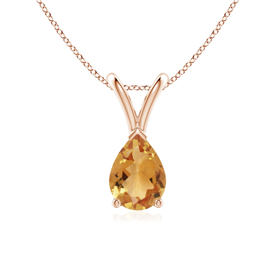 7x5mm A V-Bale Pear-Shaped Citrine Solitaire Pendant in Rose Gold 