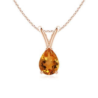 7x5mm AAA V-Bale Pear-Shaped Citrine Solitaire Pendant in Rose Gold