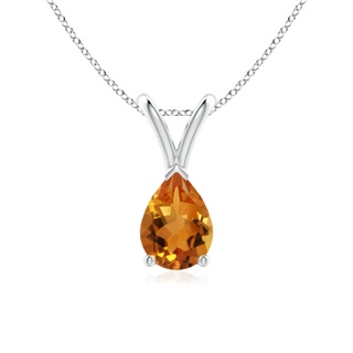 7x5mm AAA V-Bale Pear-Shaped Citrine Solitaire Pendant in S999 Silver