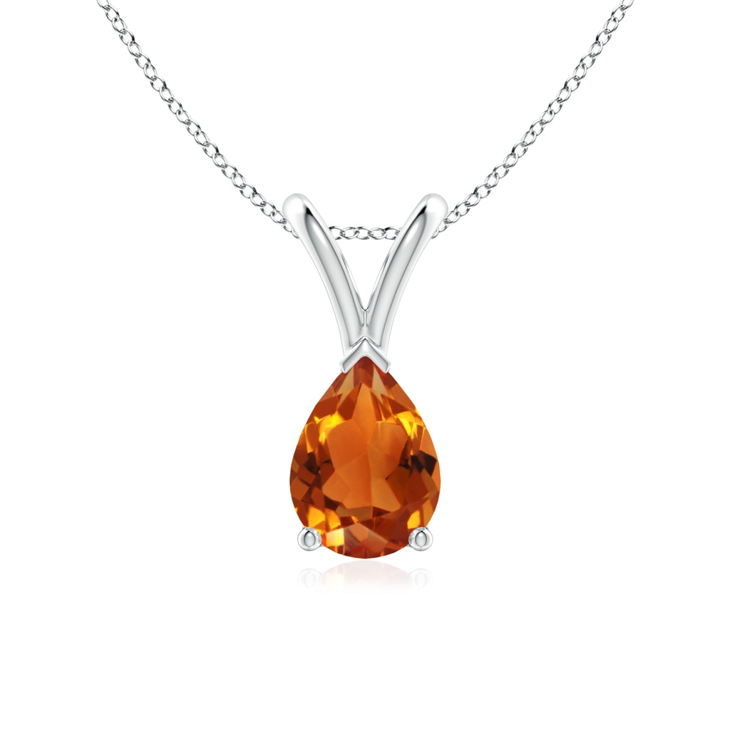 7x5mm AAAA V-Bale Pear-Shaped Citrine Solitaire Pendant in P950 Platinum