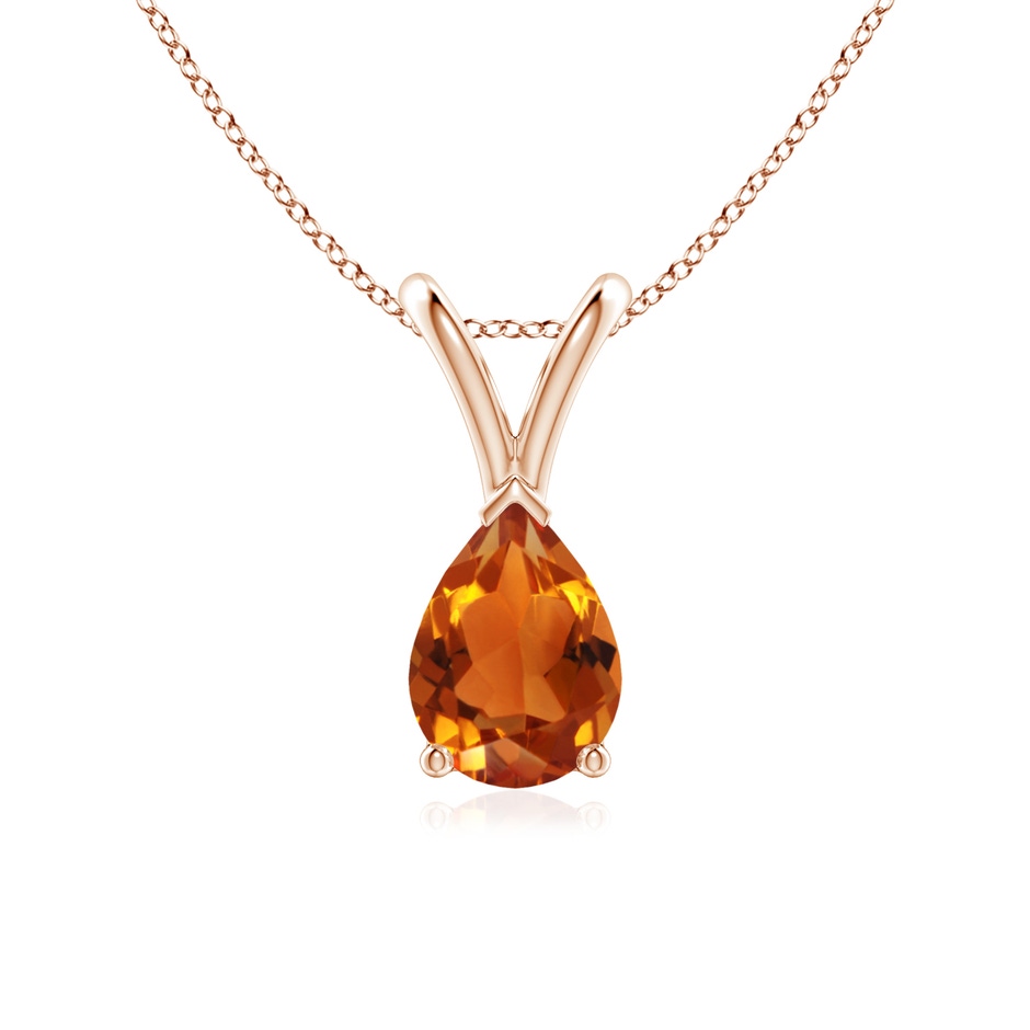 7x5mm AAAA V-Bale Pear-Shaped Citrine Solitaire Pendant in Rose Gold 