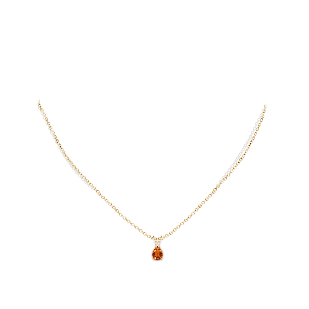 7x5mm AAAA V-Bale Pear-Shaped Citrine Solitaire Pendant in Yellow Gold Body-Neck