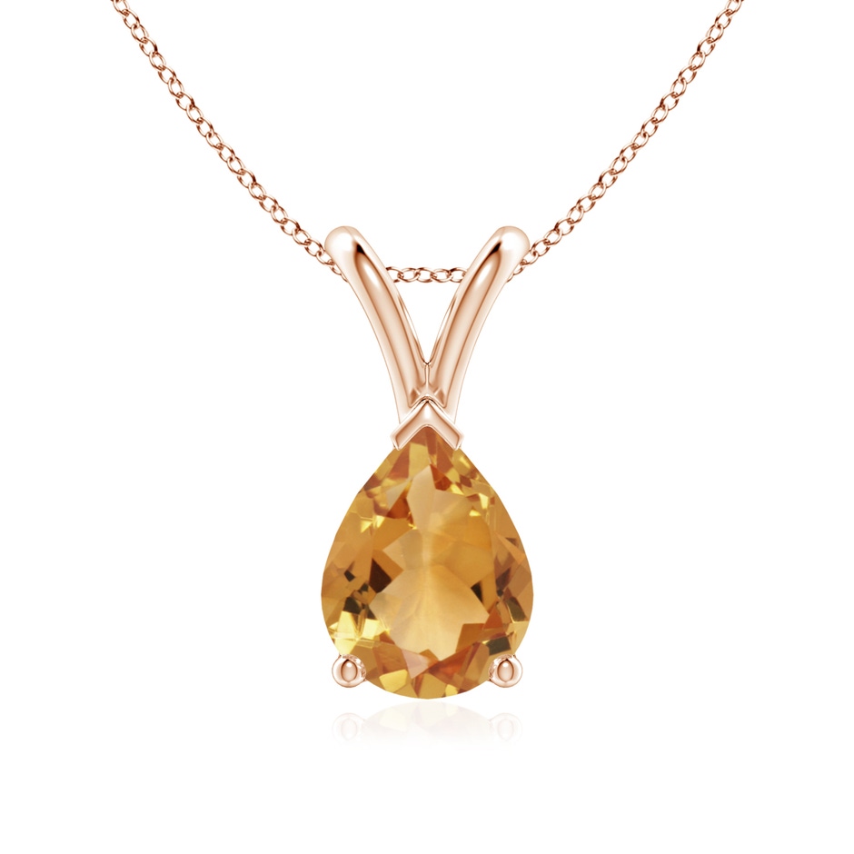 8x6mm A V-Bale Pear-Shaped Citrine Solitaire Pendant in 18K Rose Gold 