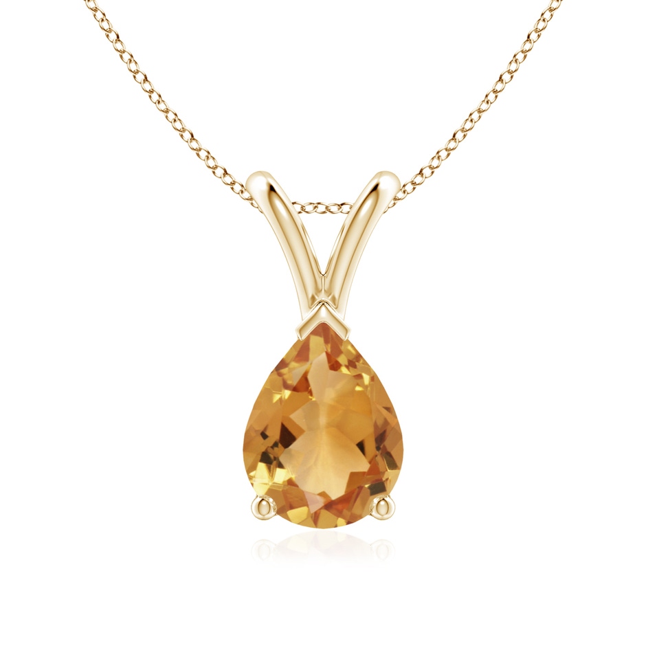 8x6mm A V-Bale Pear-Shaped Citrine Solitaire Pendant in 18K Yellow Gold 