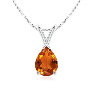 8x6mm AAAA V-Bale Pear-Shaped Citrine Solitaire Pendant in P950 Platinum