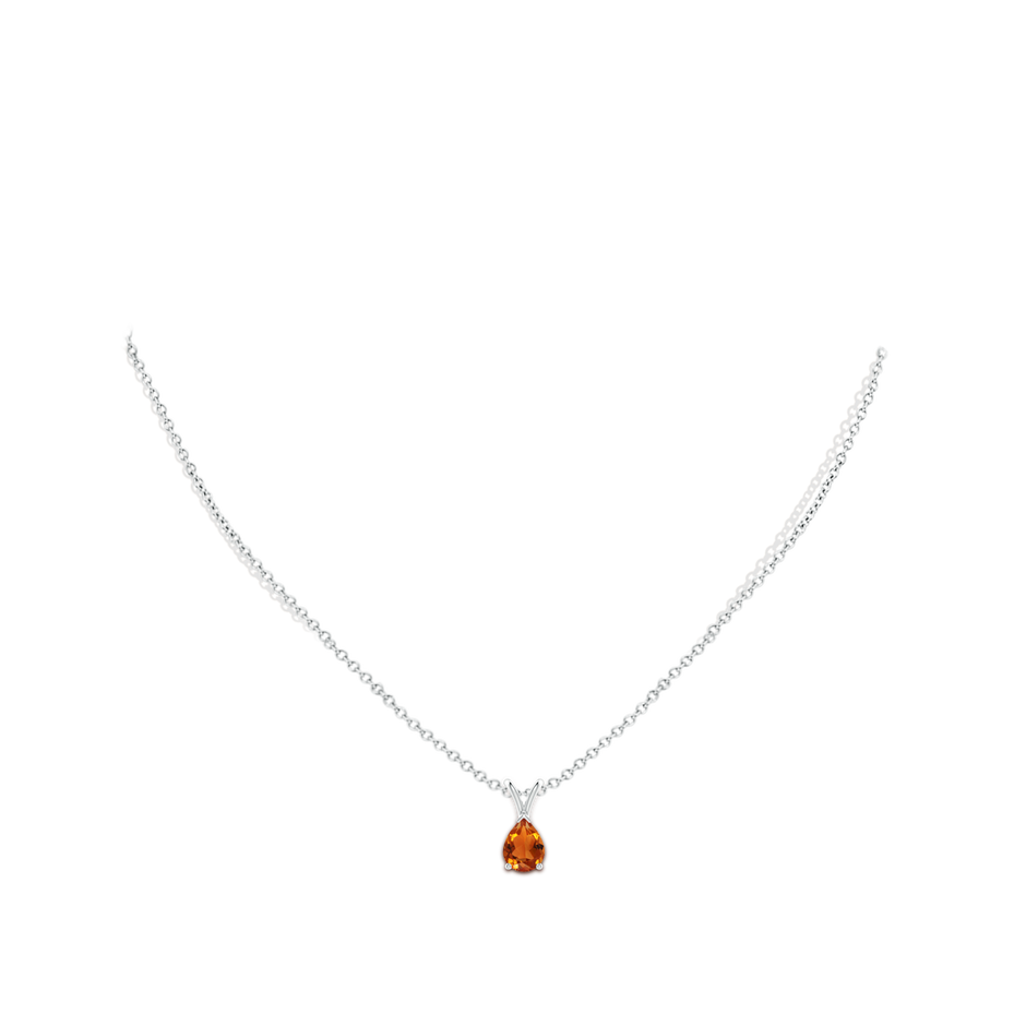 8x6mm AAAA V-Bale Pear-Shaped Citrine Solitaire Pendant in P950 Platinum pen