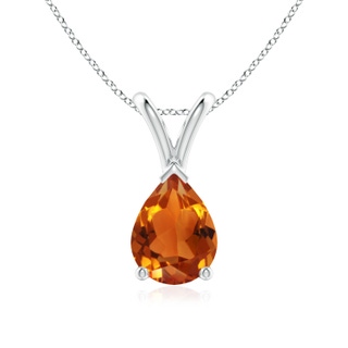 8x6mm AAAA V-Bale Pear-Shaped Citrine Solitaire Pendant in S999 Silver
