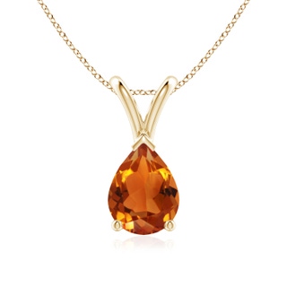 8x6mm AAAA V-Bale Pear-Shaped Citrine Solitaire Pendant in Yellow Gold