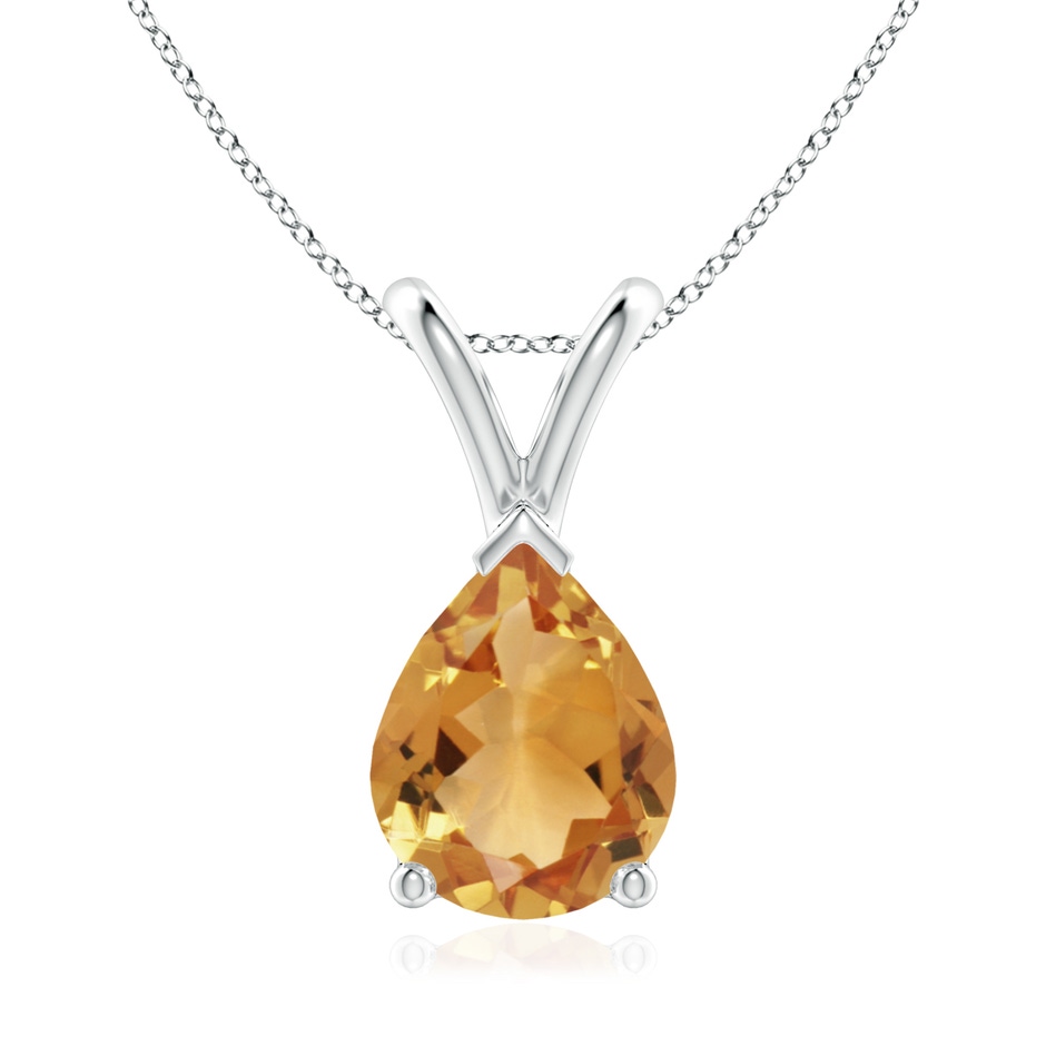 9x7mm A V-Bale Pear-Shaped Citrine Solitaire Pendant in S999 Silver 