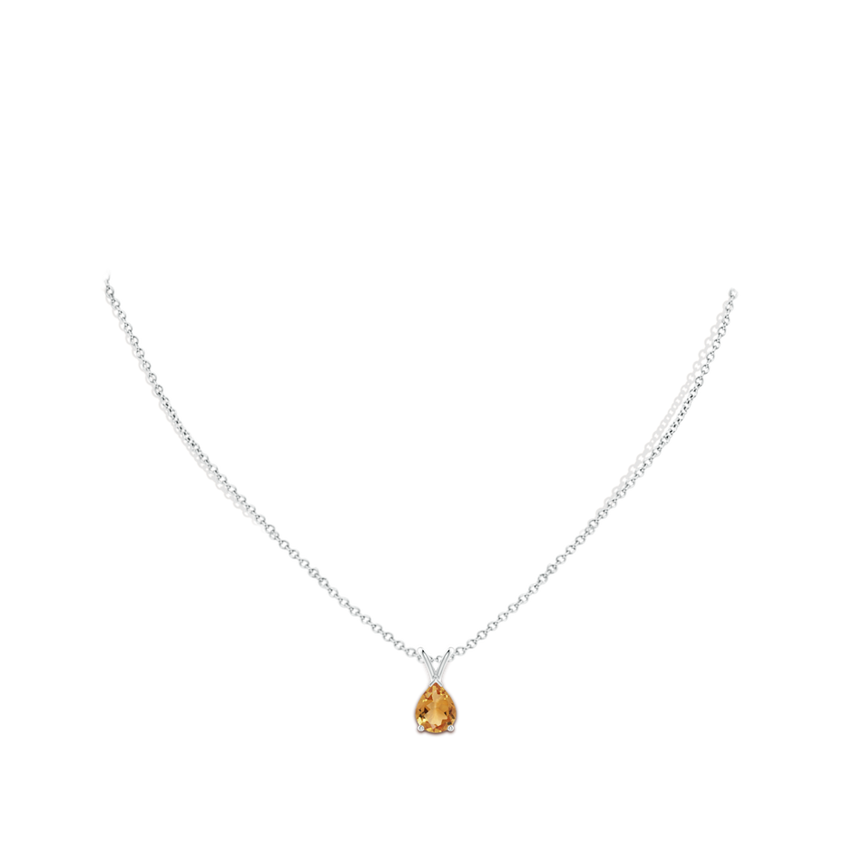 9x7mm A V-Bale Pear-Shaped Citrine Solitaire Pendant in S999 Silver pen