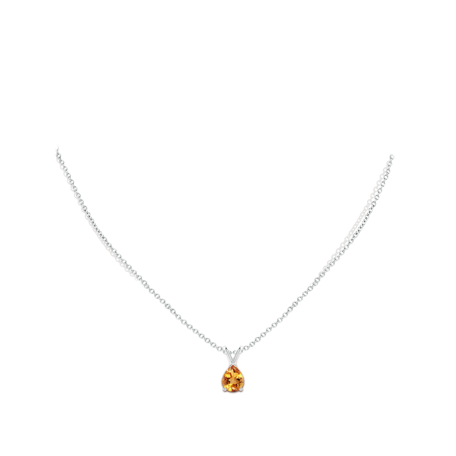 9x7mm AA V-Bale Pear-Shaped Citrine Solitaire Pendant in White Gold pen