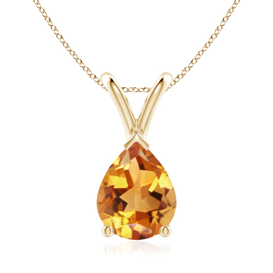 9x7mm AA V-Bale Pear-Shaped Citrine Solitaire Pendant in Yellow Gold 