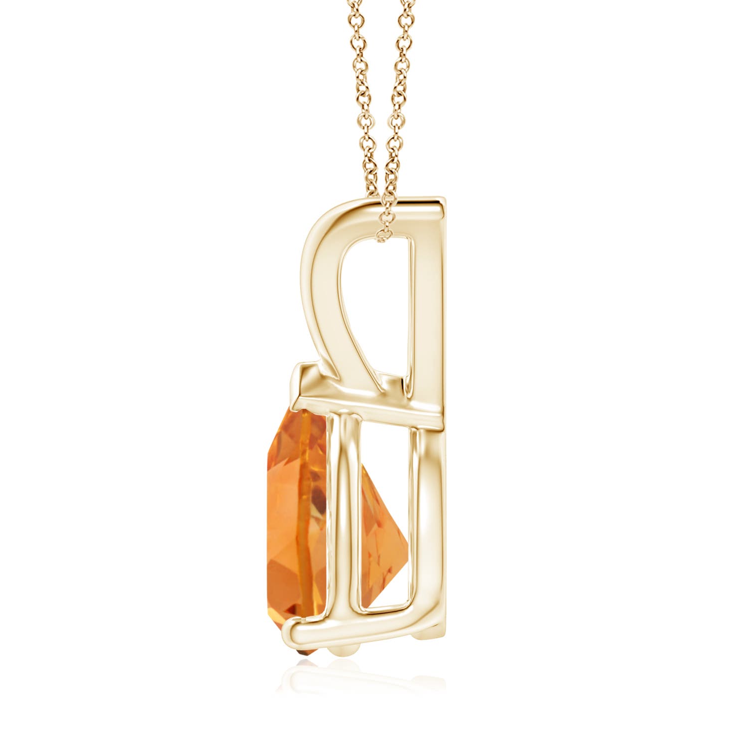 9x7mm AAA V-Bale Pear-Shaped Citrine Solitaire Pendant in 18K Yellow Gold