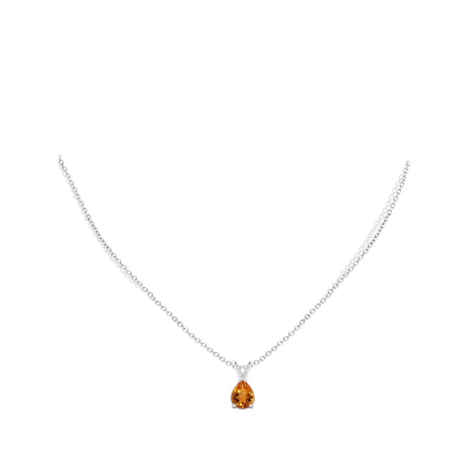 9x7mm AAA V-Bale Pear-Shaped Citrine Solitaire Pendant in White Gold pen