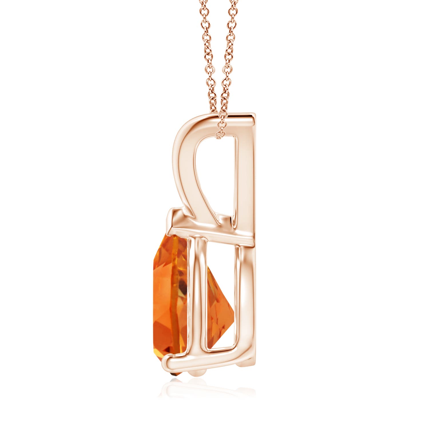 9x7mm AAAA V-Bale Pear-Shaped Citrine Solitaire Pendant in 18K Rose Gold