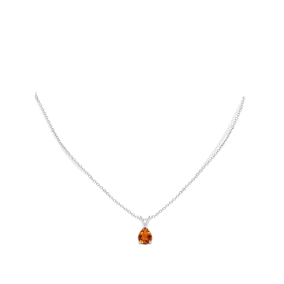 9x7mm AAAA V-Bale Pear-Shaped Citrine Solitaire Pendant in P950 Platinum pen