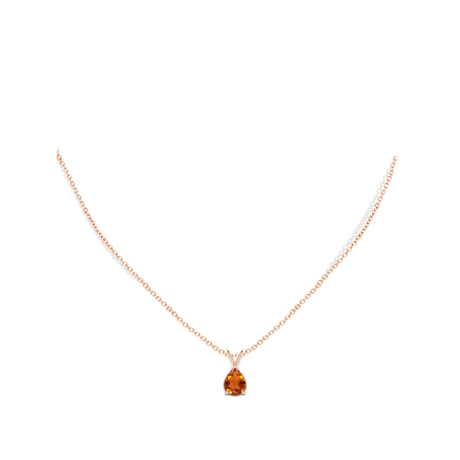 9x7mm AAAA V-Bale Pear-Shaped Citrine Solitaire Pendant in Rose Gold pen