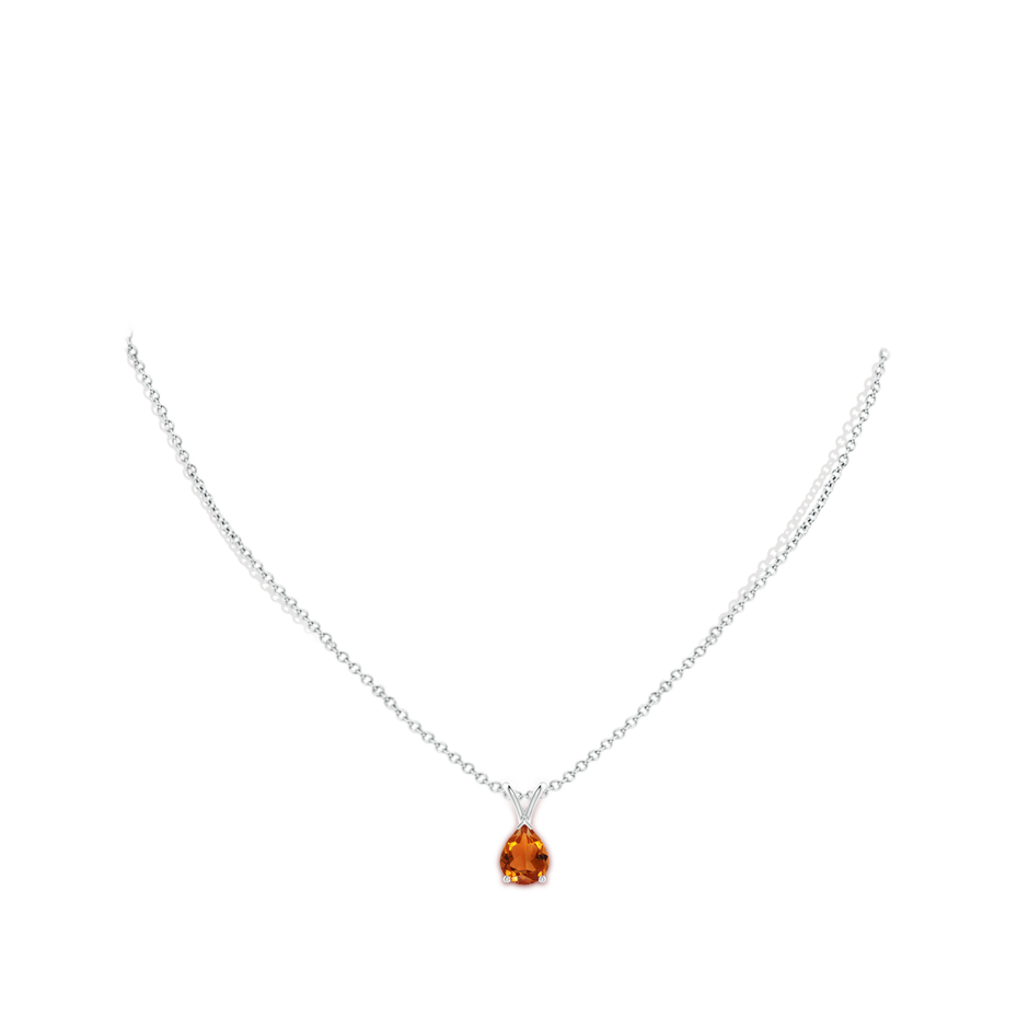 9x7mm AAAA V-Bale Pear-Shaped Citrine Solitaire Pendant in White Gold body-neck