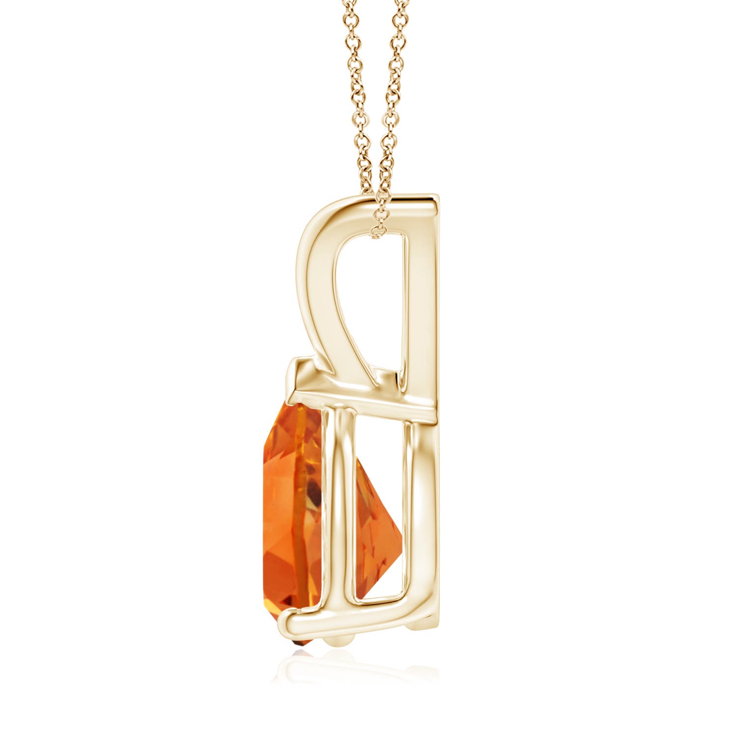 9x7mm AAAA V-Bale Pear-Shaped Citrine Solitaire Pendant in Yellow Gold - side 2