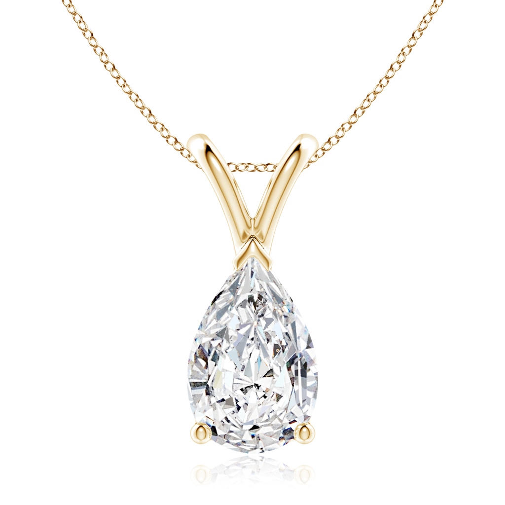 10x6.5mm HSI2 V-Bale Pear-Shaped Diamond Solitaire Pendant in Yellow Gold