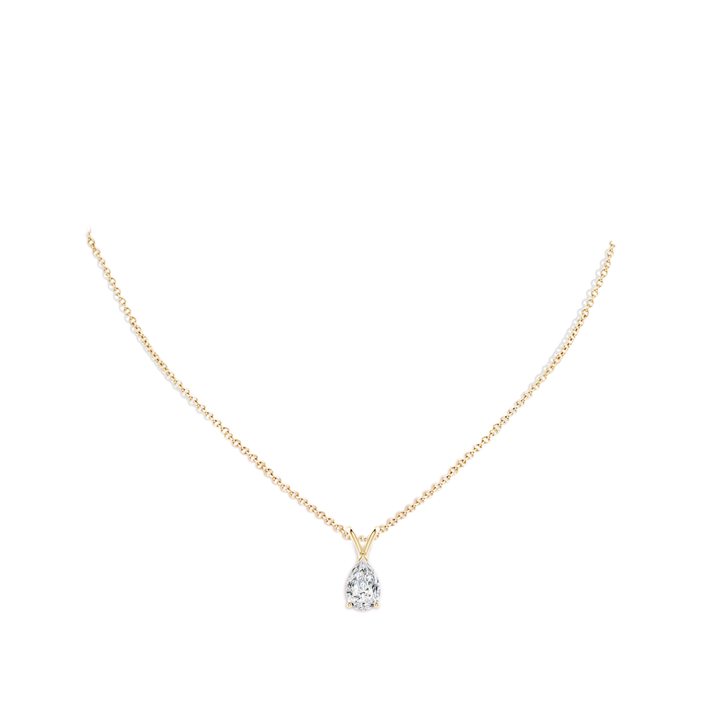 10x6.5mm HSI2 V-Bale Pear-Shaped Diamond Solitaire Pendant in Yellow Gold pen