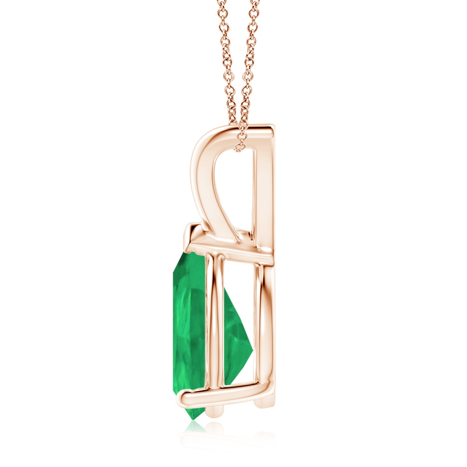 10x8mm A V-Bale Pear-Shaped Emerald Solitaire Pendant in 18K Rose Gold side 199
