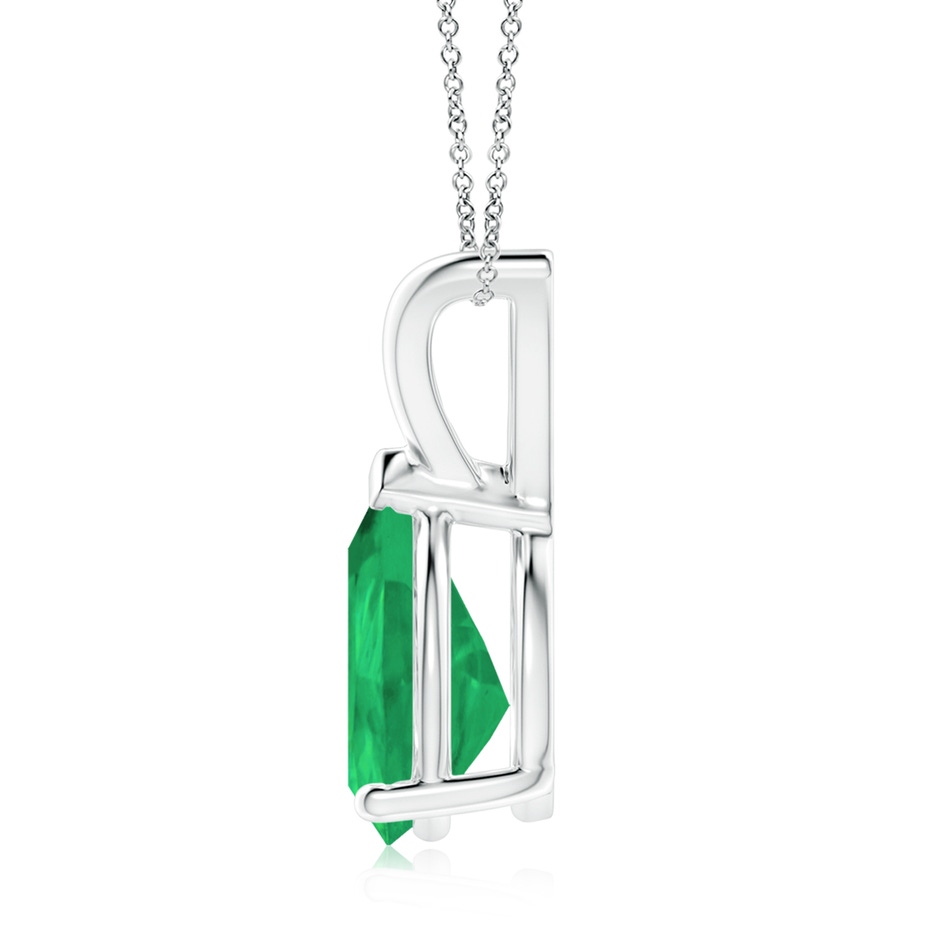 10x8mm A V-Bale Pear-Shaped Emerald Solitaire Pendant in 18K White Gold side 199