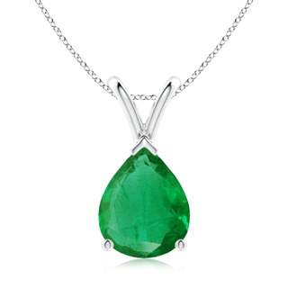 10x8mm AA V-Bale Pear-Shaped Emerald Solitaire Pendant in P950 Platinum