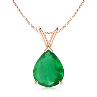 10x8mm AA V-Bale Pear-Shaped Emerald Solitaire Pendant in Rose Gold