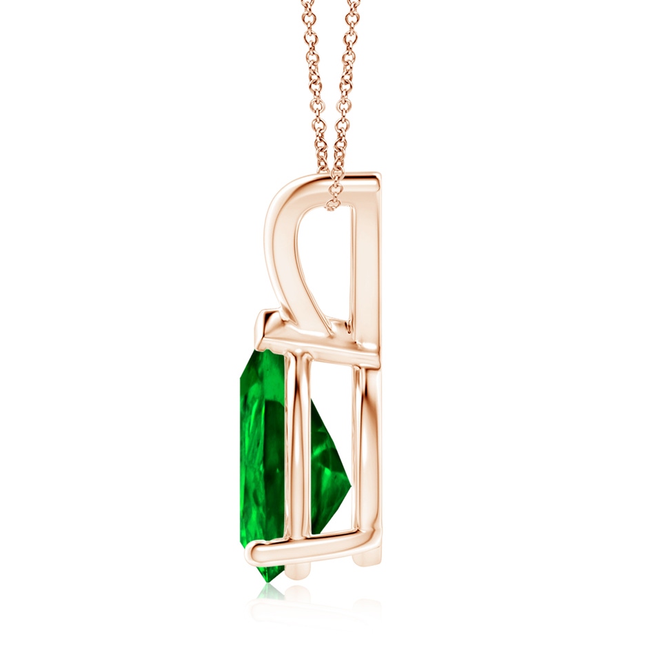 10x8mm AAAA V-Bale Pear-Shaped Emerald Solitaire Pendant in 18K Rose Gold side 199