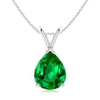 10x8mm AAAA V-Bale Pear-Shaped Emerald Solitaire Pendant in P950 Platinum