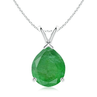 12x10mm A V-Bale Pear-Shaped Emerald Solitaire Pendant in P950 Platinum