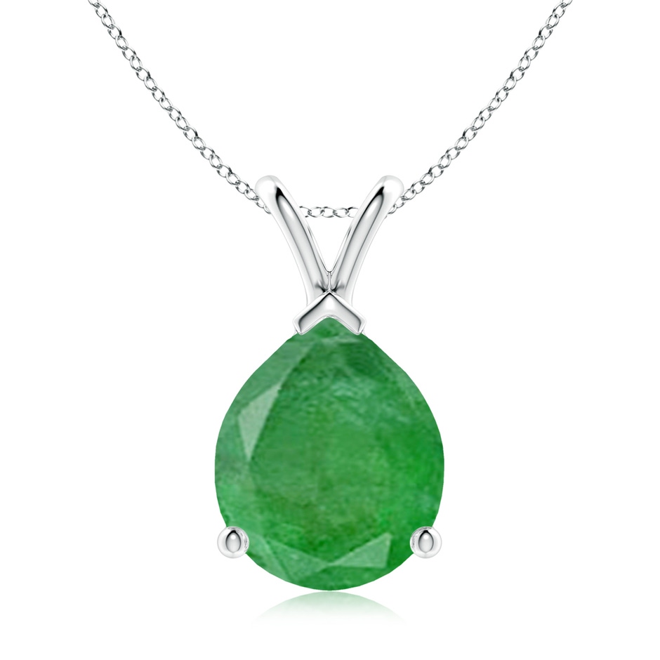 12x10mm A V-Bale Pear-Shaped Emerald Solitaire Pendant in P950 Platinum 