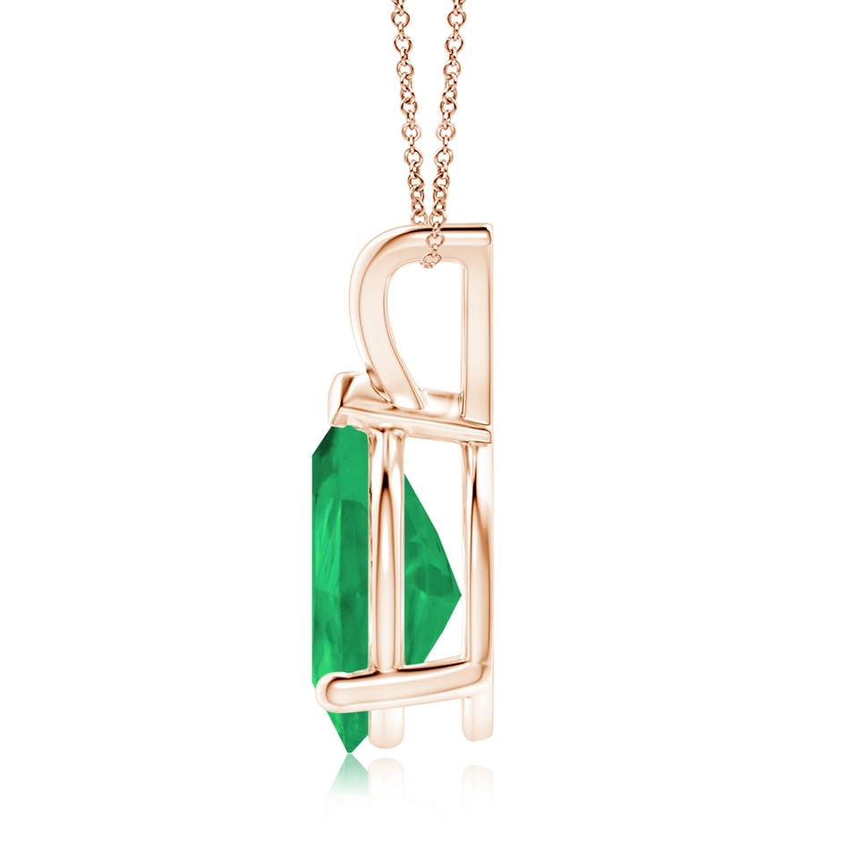 12x10mm A V-Bale Pear-Shaped Emerald Solitaire Pendant in Rose Gold side 199