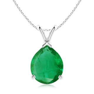 12x10mm AA V-Bale Pear-Shaped Emerald Solitaire Pendant in P950 Platinum