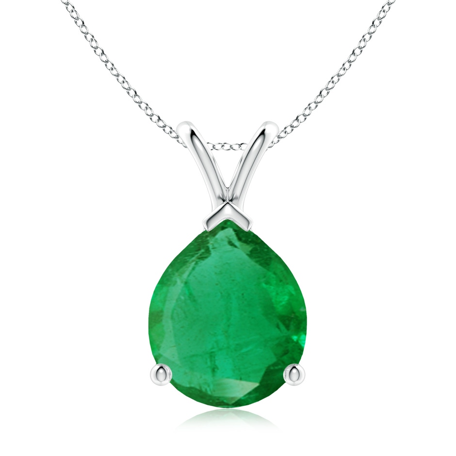 12x10mm AA V-Bale Pear-Shaped Emerald Solitaire Pendant in P950 Platinum 