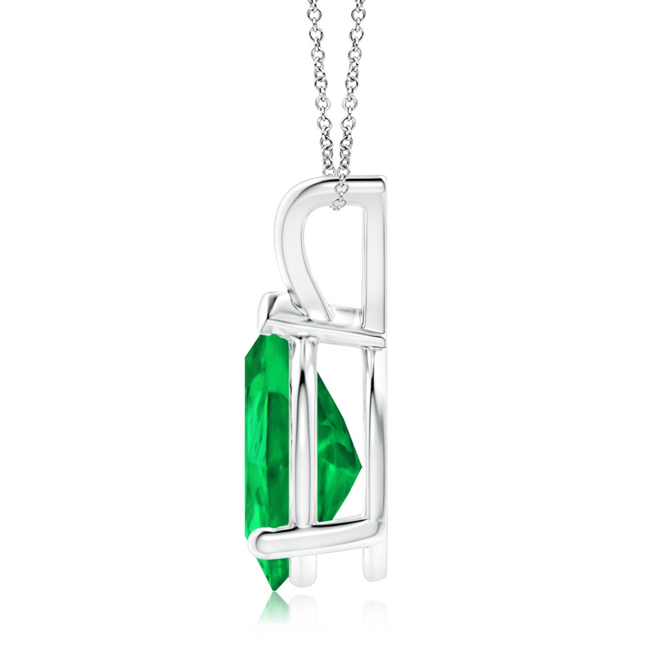 12x10mm AAA V-Bale Pear-Shaped Emerald Solitaire Pendant in S999 Silver side 199